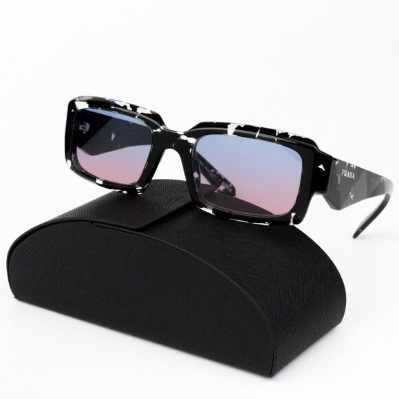 NEW Prada PR27ZS 15O60E Black Tortoise Blue Gradient Square Unisex Sunglasses - Picture 1 of 10